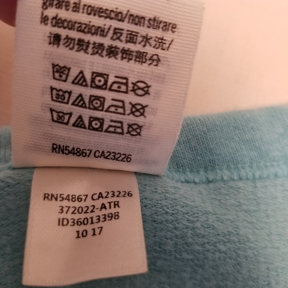 {M} PINK VS Mesh V Cutout Crew Pullover Baby Blue Sweatshirt - Picture 9 of 9